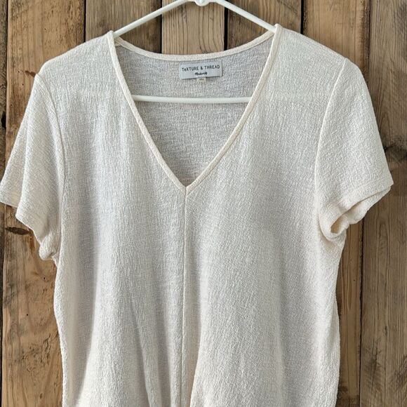 Madewell Texture & Thread Cream Modern Tie Front Top Size Medium - Picture 3 of 12
